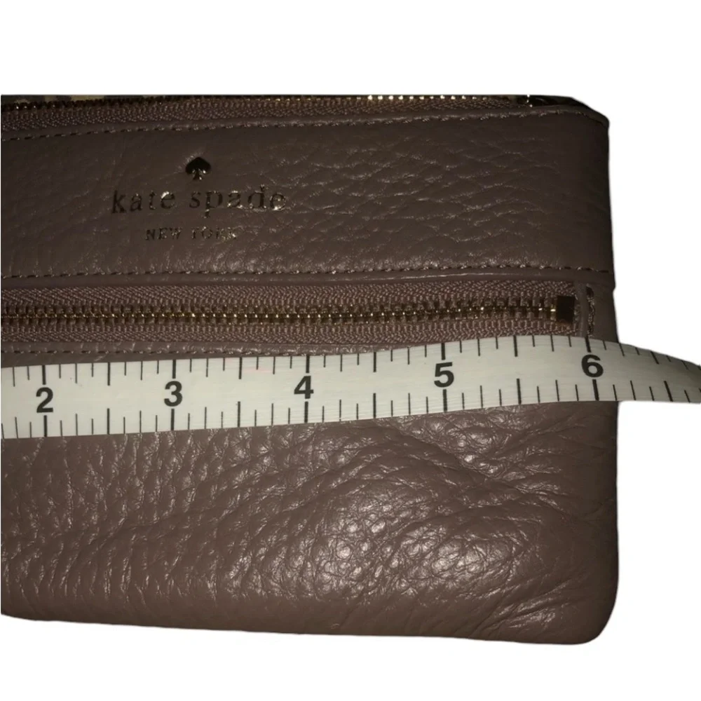Kate Spade  taupe card case ,wristlet  or wallet outside zip pocket